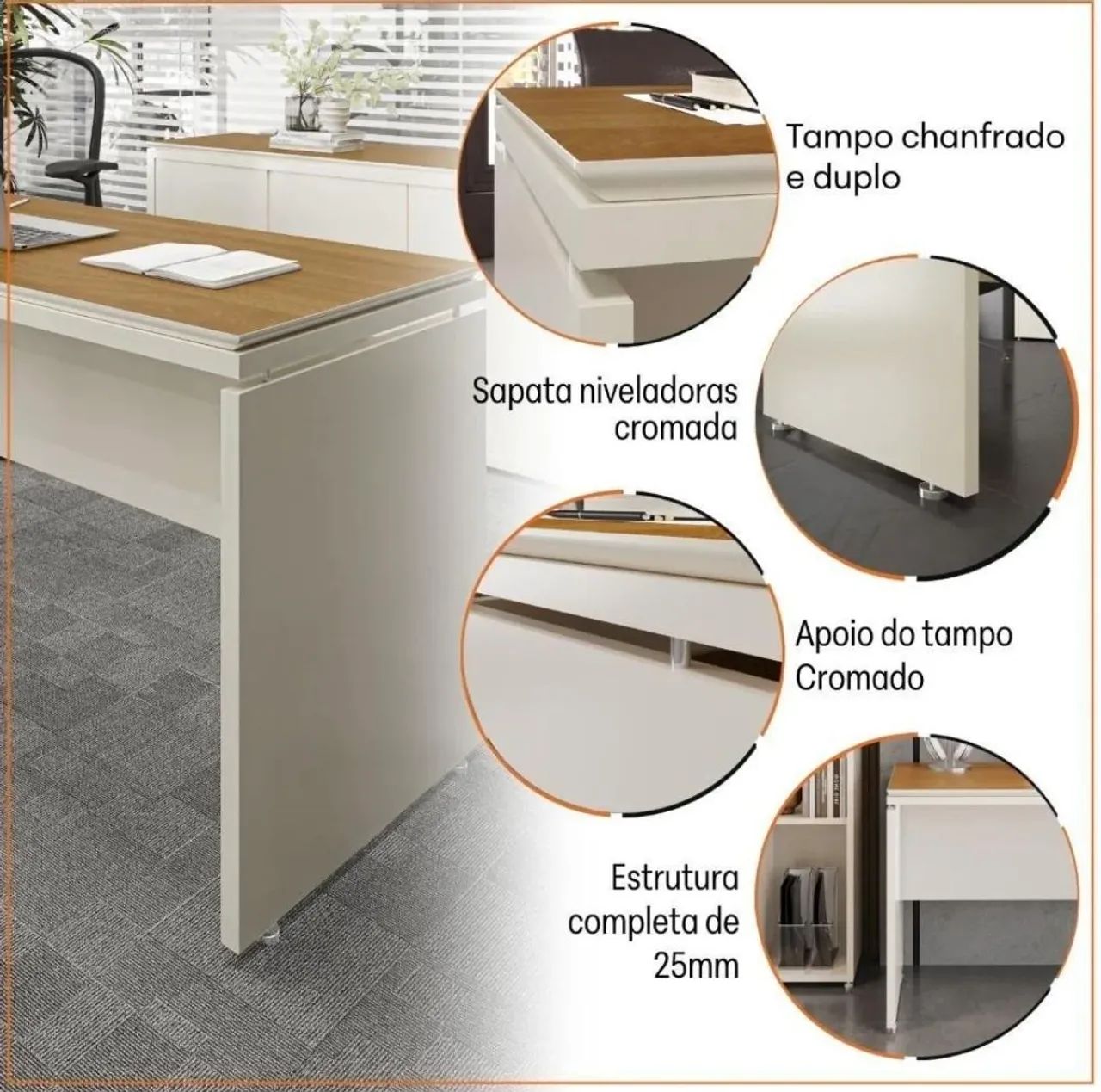 DUAS MESAS de Escritório Executiva 1,60m - Robusta (Lapa) - Foto 2