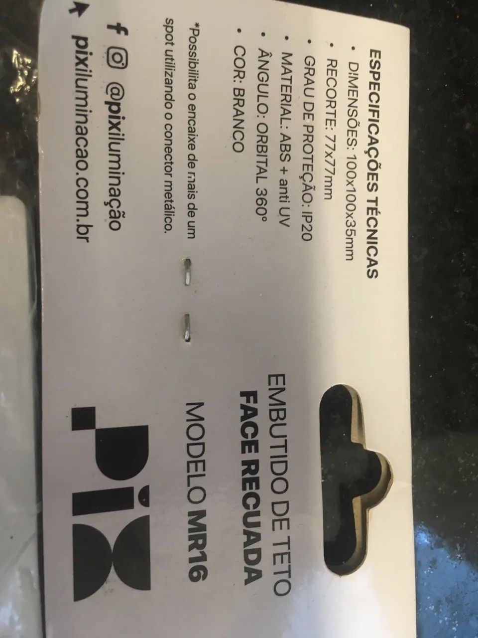 Spot Embutir Recuado Quadrado Dicroica Mr16 Branco - Foto 3