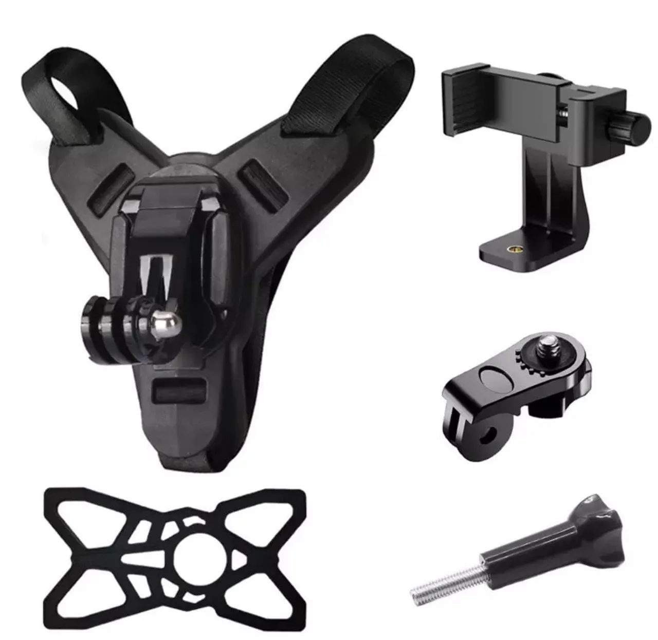 Suporte câmera celular Gopro para capacete posição que queixo
