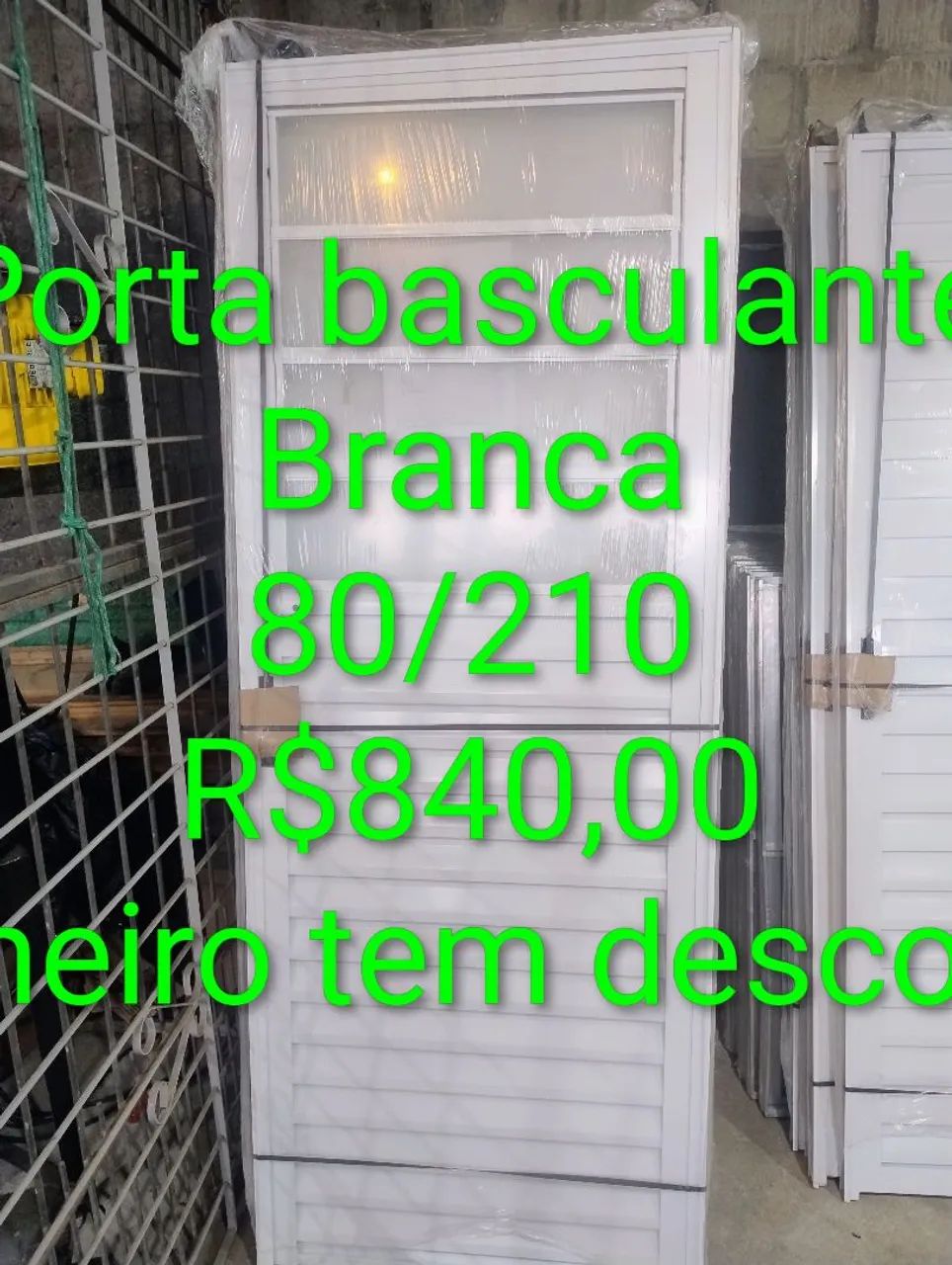 No dinheiro 10% desconto Porta de alumínio Nova 80/210