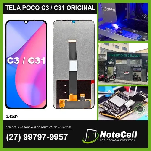 Tela Display Para Xiaomi Poco C3 C31 Original 3.436D - Instalação Expressa 30 Minutos!!!