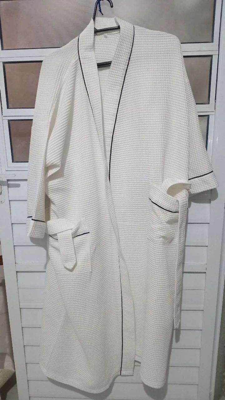 Camisola de Roupão de Algodão Branco