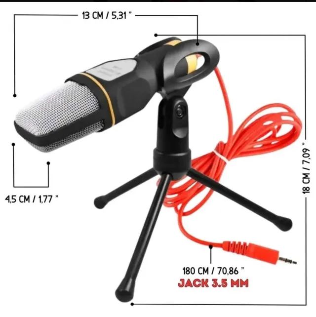 Microfone condensador com pedestal e cabo 2 metros - Foto 4