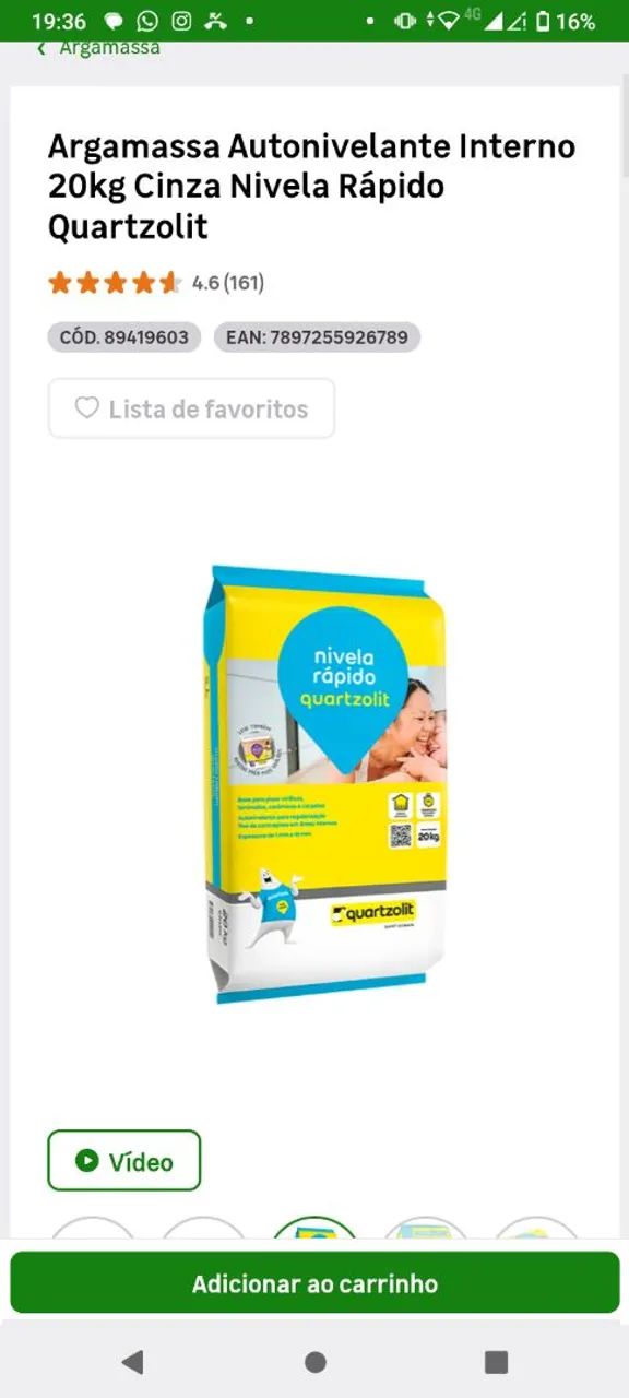 Argamassa autonivelante 80,00 cada 