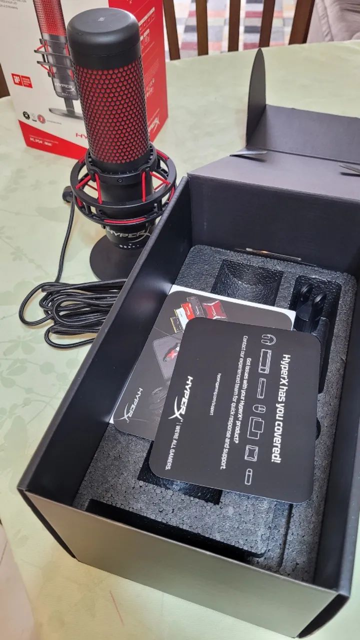 Microfone USB Hyper X QuadCast Antivibração LED Red HX-MICQC-BK - Foto 3