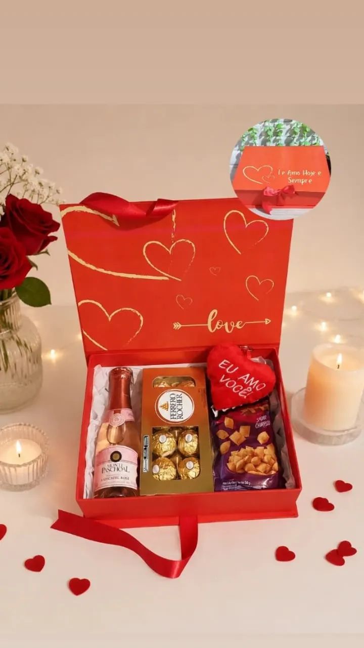 Kit Presente Dia dos Namorados Buquê de Rosas Vermelhas Chocolates - Foto 5