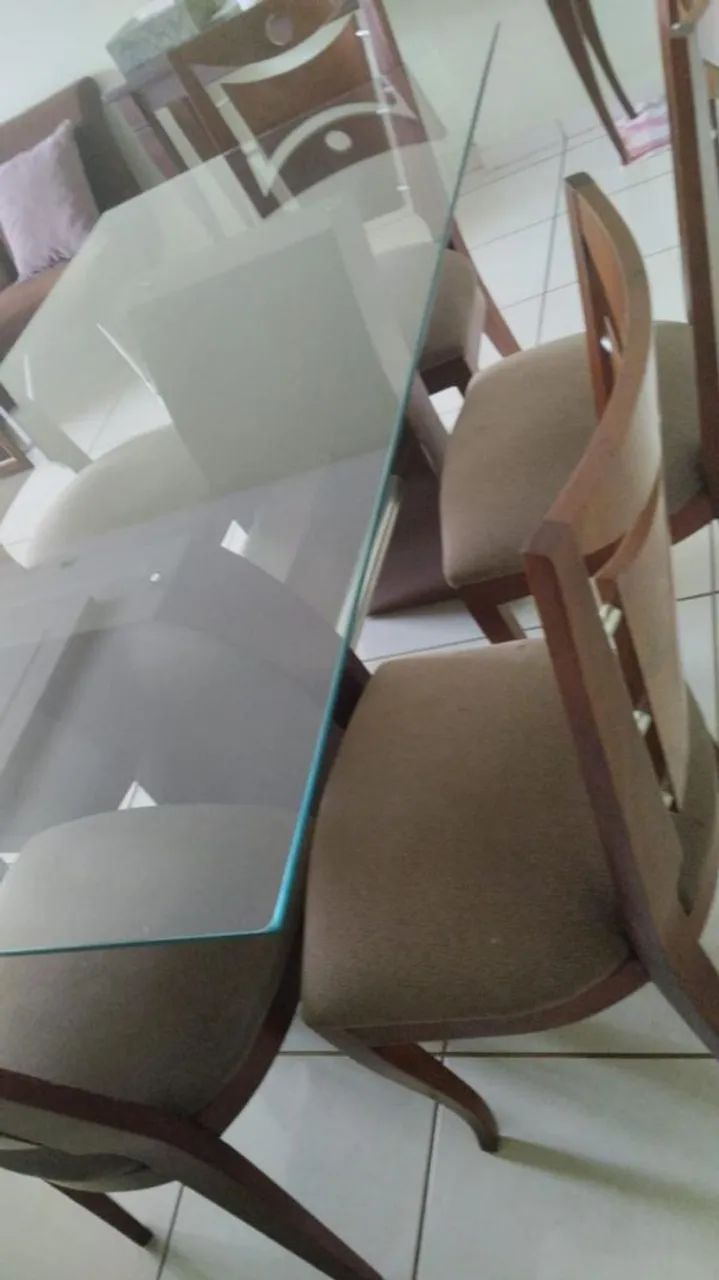 Mesa vidro 6 cadeiras - Foto 4