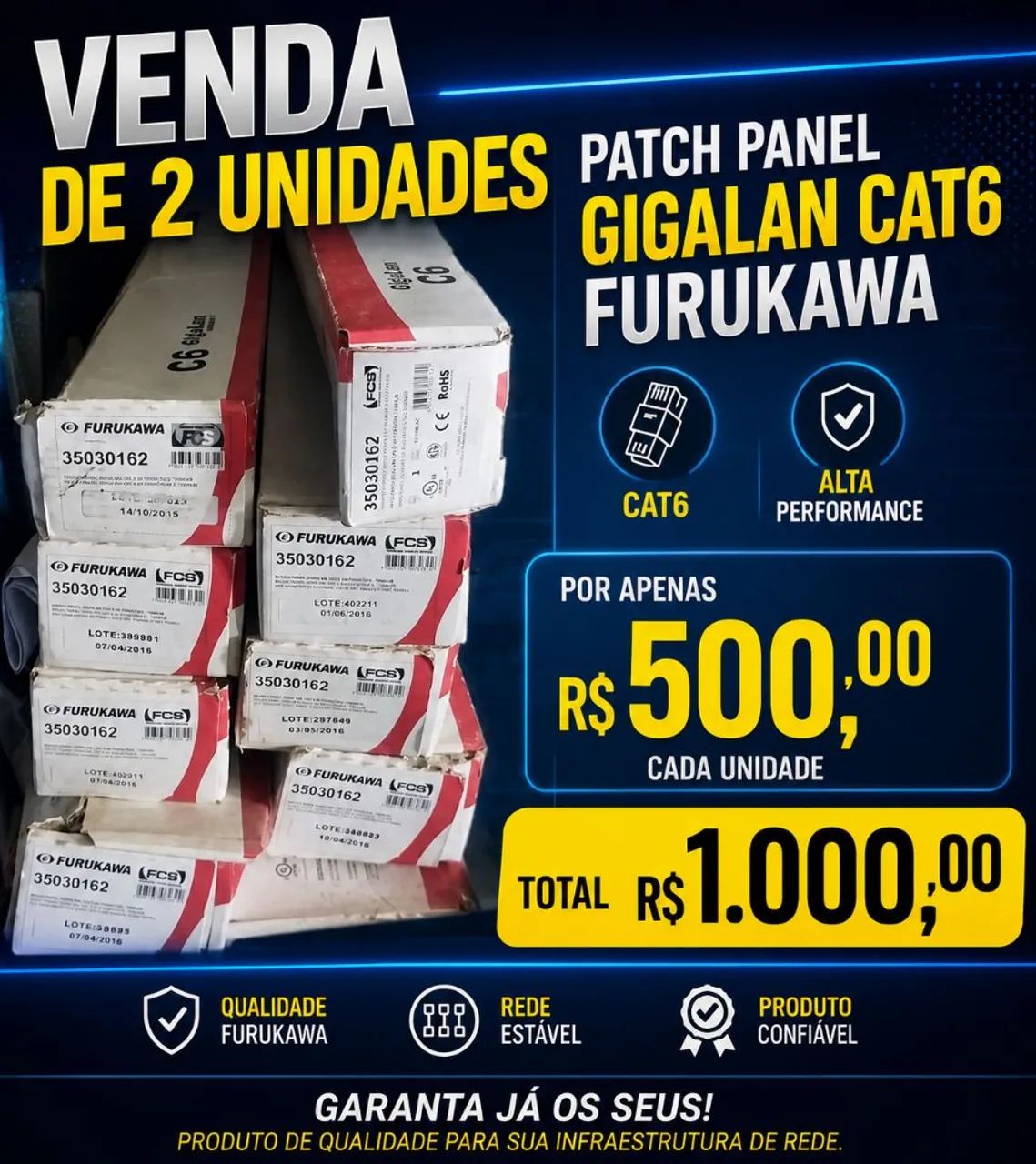 2 Unidades - Patch Panel Gigalan Furukawa categoria 6 