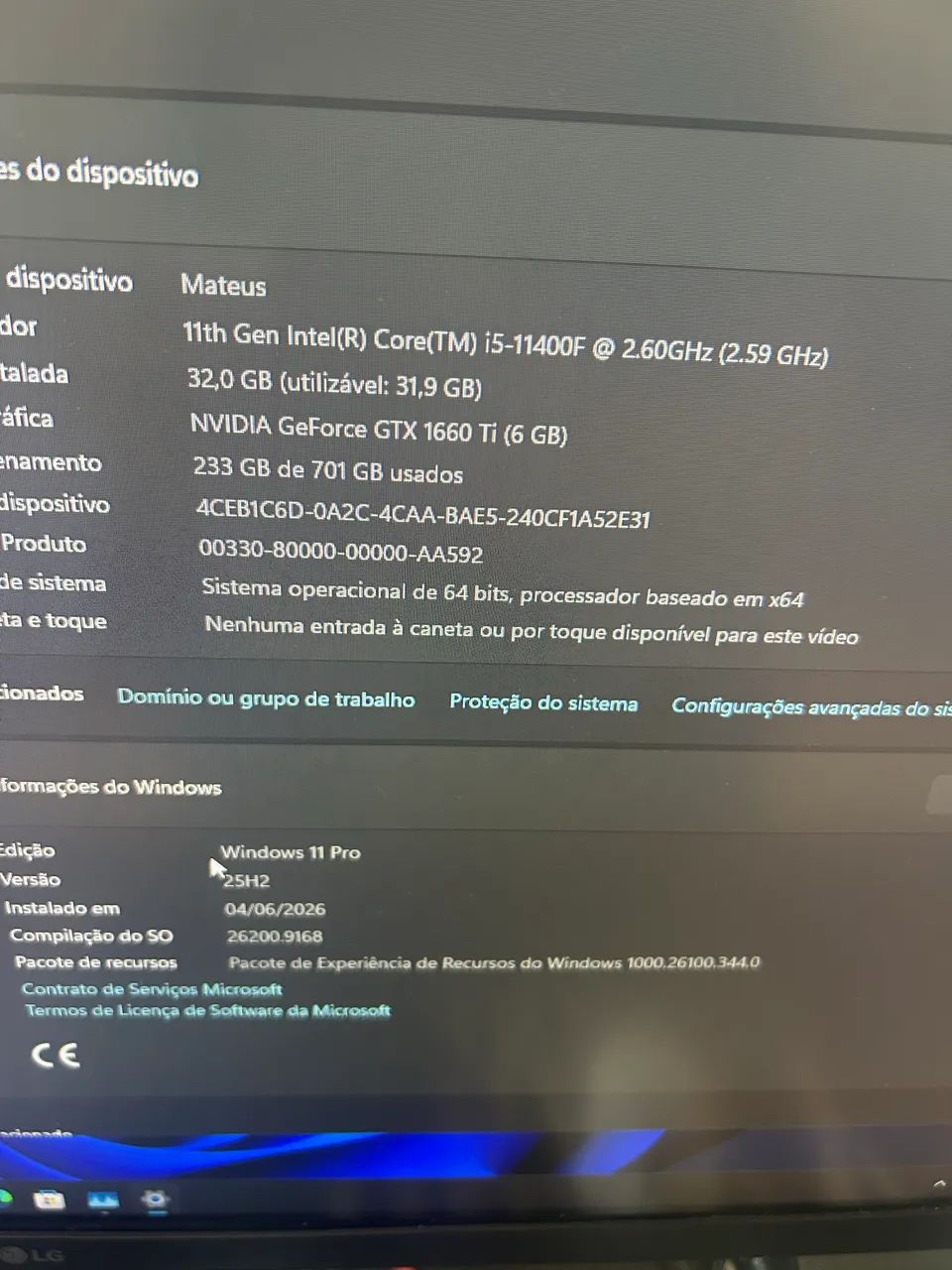 Pc gamer i5 11400f gtx 1660 ti 32 de ram - Foto 5