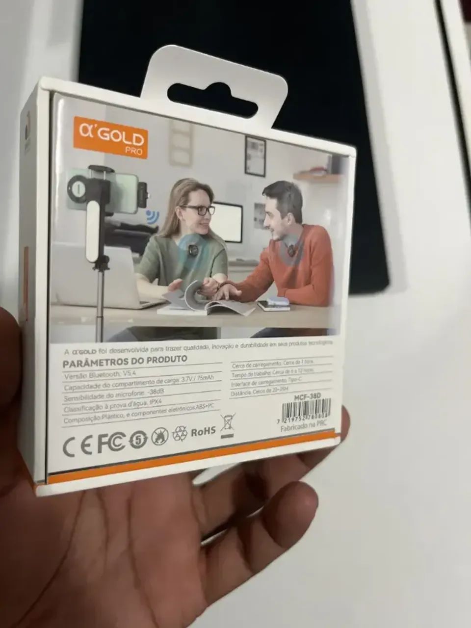 Microfone de Lapela Sem Fio Duplo A'Gold MCF-38A (2 em 1: USB-C e Lightning) - Com Redução - Foto 3