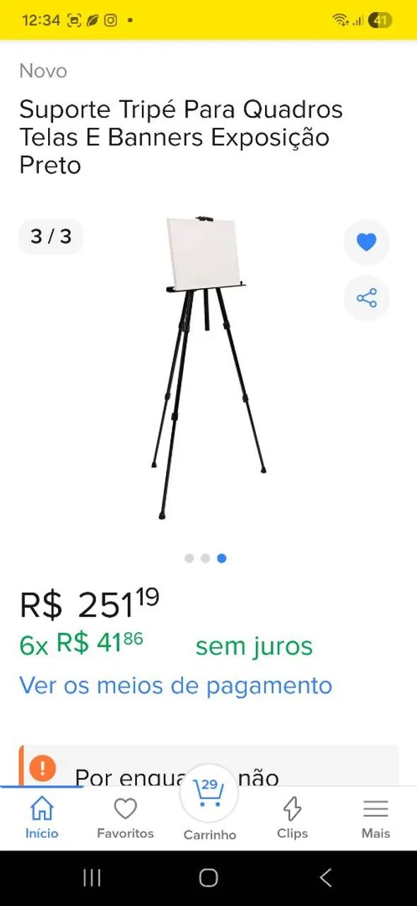 Suporte tripé para Quadros, Banners, Telas para exposição preto. - Foto 5