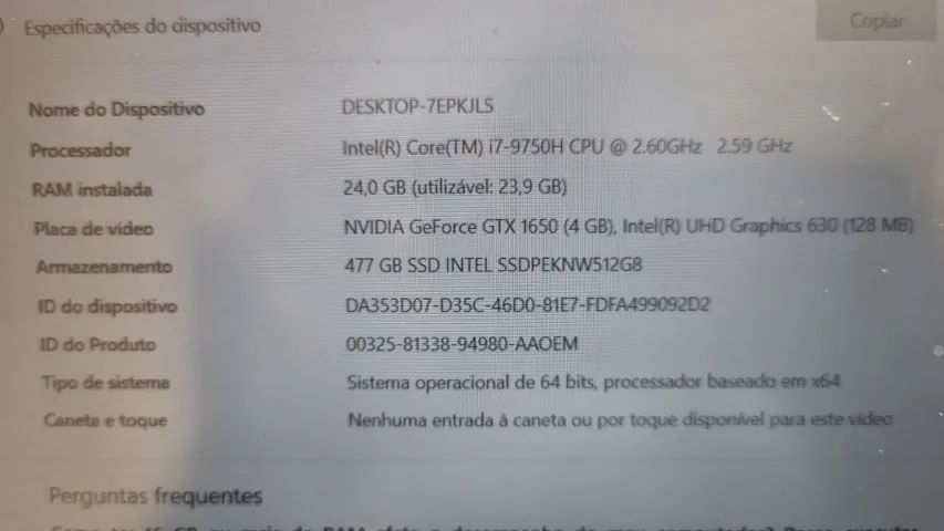 Notebook Gamer ASUS ROG Strix i7 GTX 1650 | 24GB RAM | SSD 512GB - Foto 2