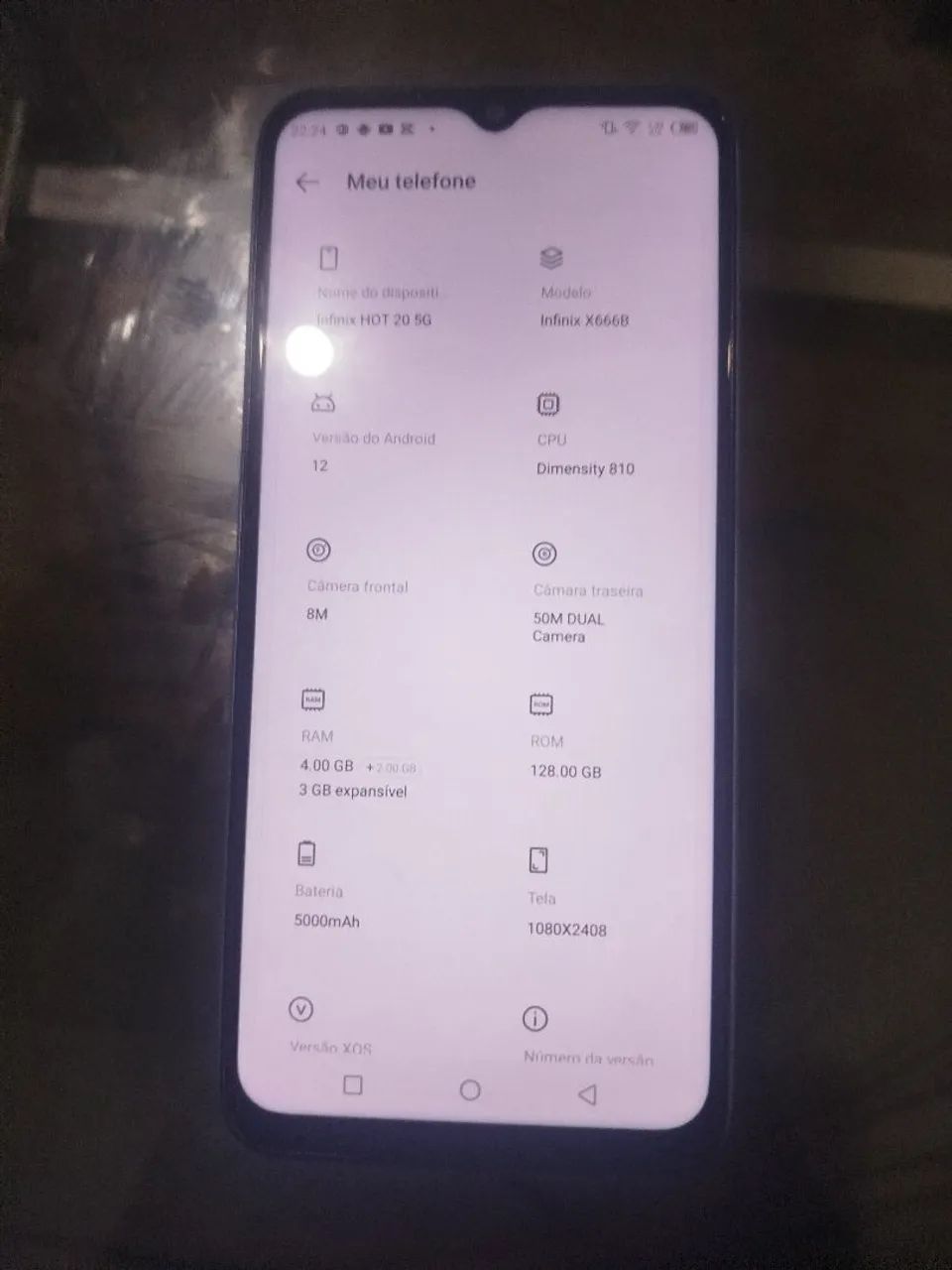 Infinix Hot 20 5G 500 reais 