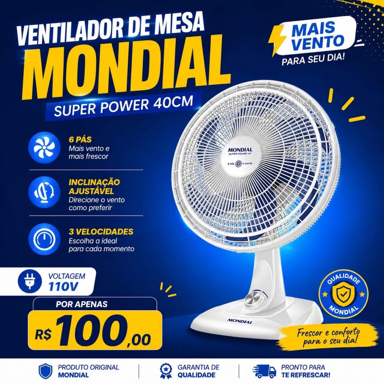 Ventilador de Mesa Mondial