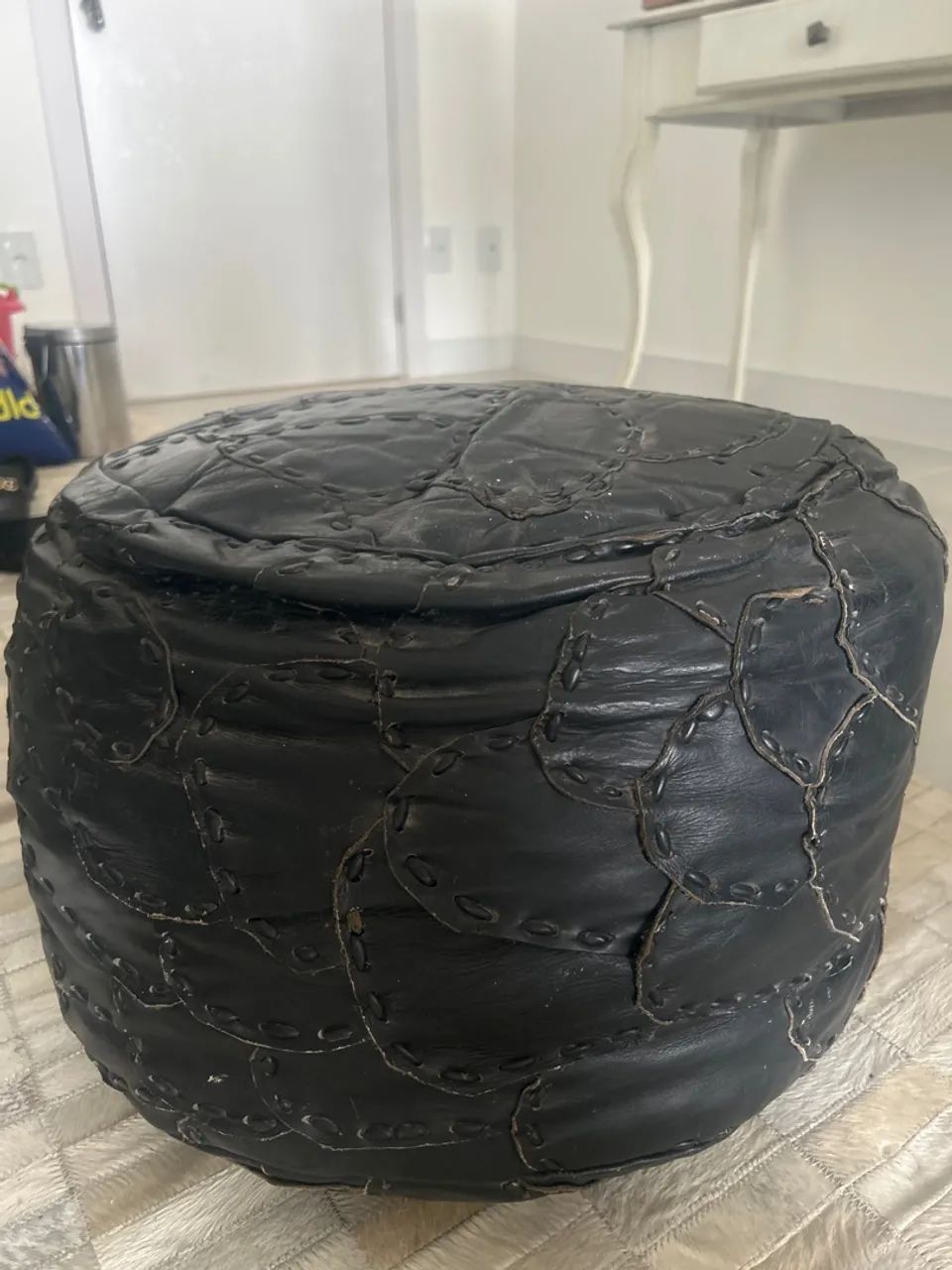 Puf de couro preto - Foto 2