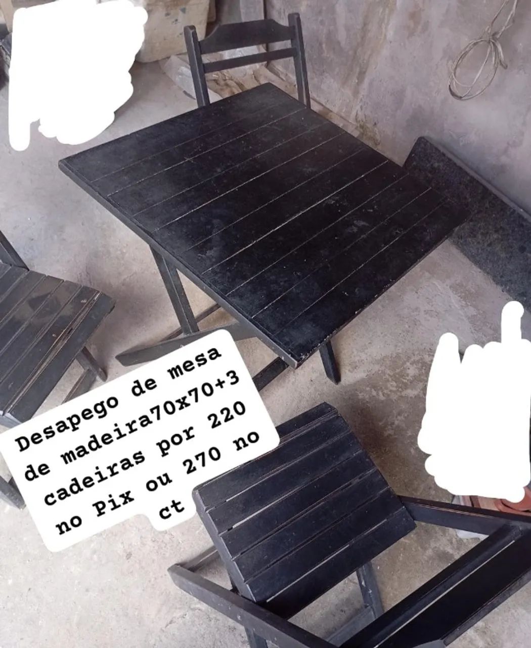 Desapego de mesa de madeira70x70 com 3 cadeiras - Foto 2