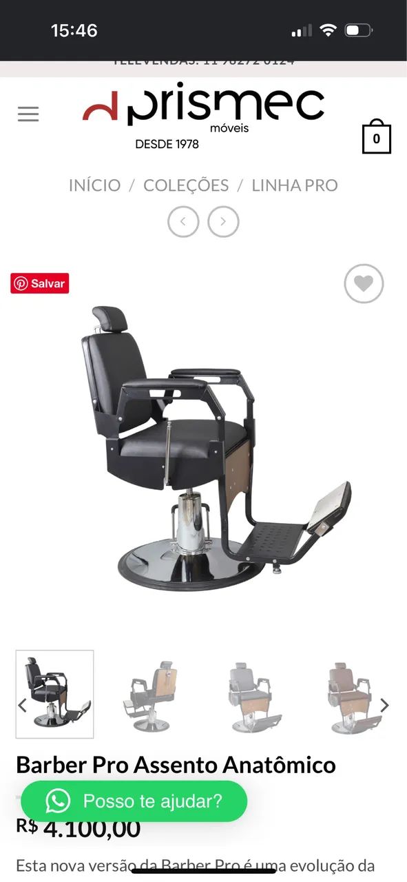 Vendo 2 Cadeiras de Barbeiro Prismec Barber Pro - Excelente Estado - Foto 2