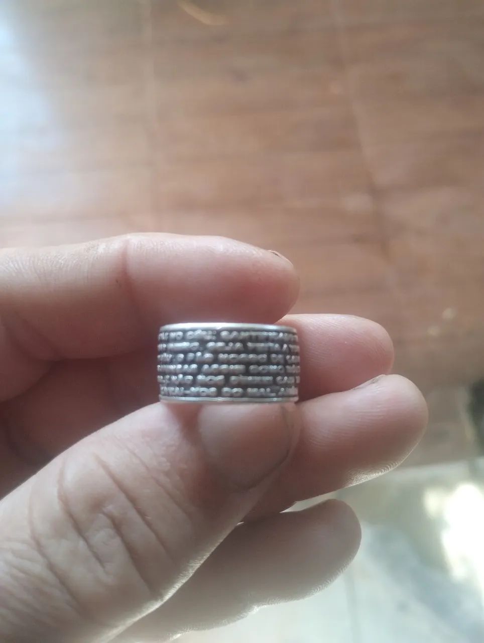 Anel de prata com a oração do pai nosso  - Foto 2