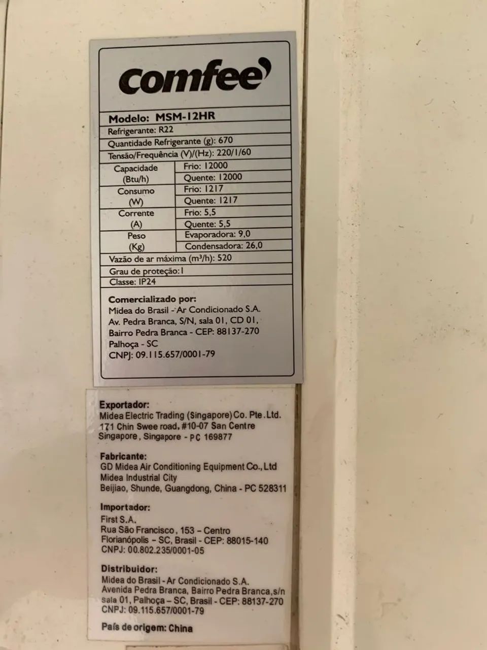 Ar Condicionado Split Comfee 12.000 BTUs Quente e Frio 220V