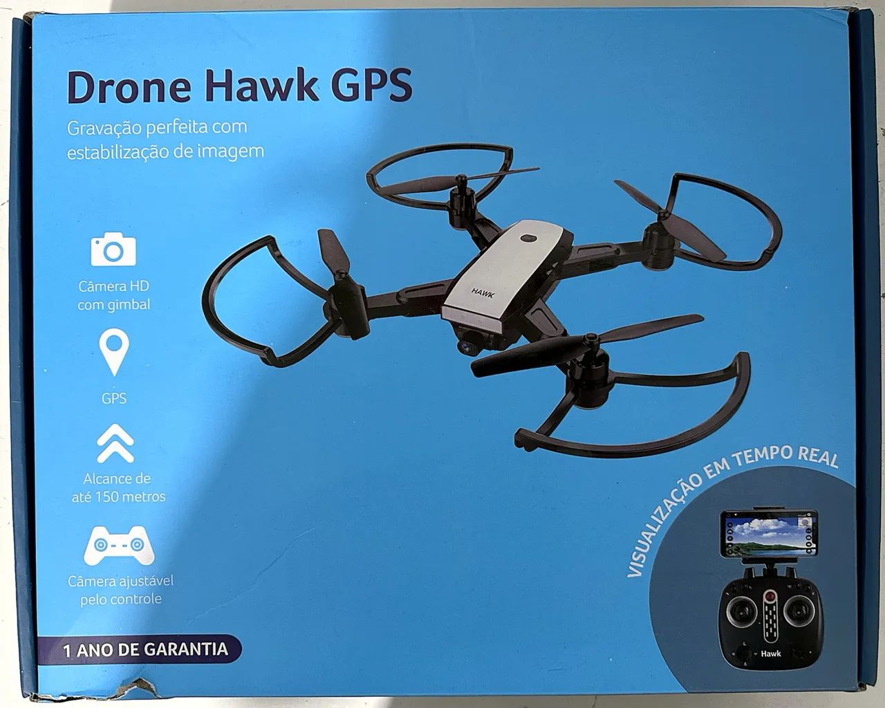 ? Drone Multilaser Hawk GPS com câmera HD e gimbal, completo na caixa