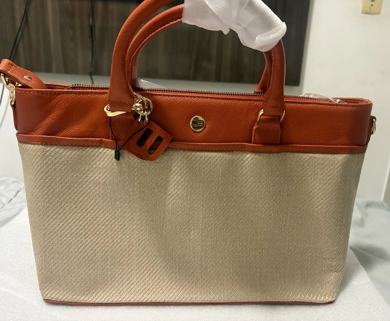 Bolsa Tote Ráfia e Couro Jorge Bischoff - Foto 2