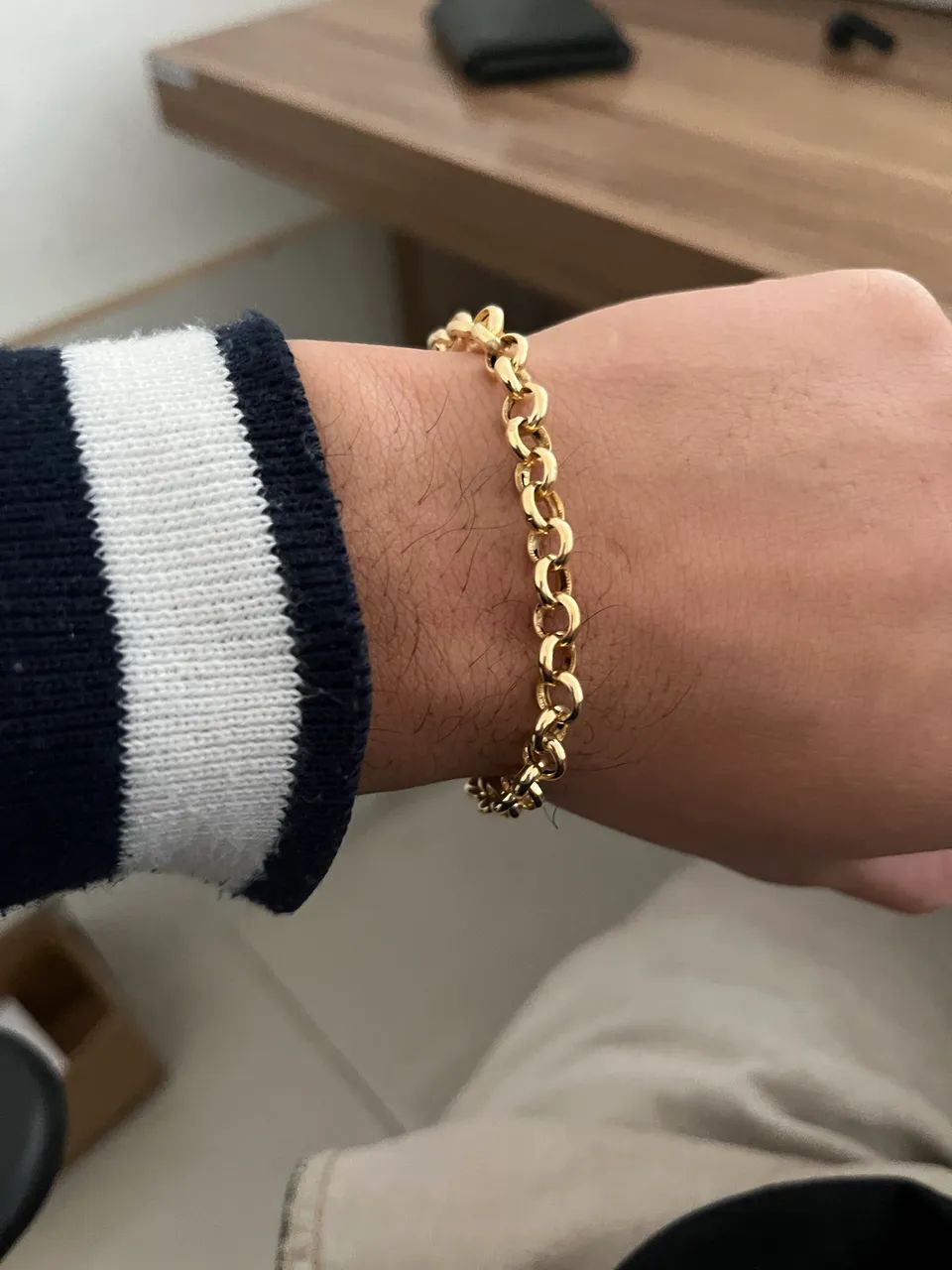 Pulseira portuguesa ouro 18k grossa - Foto 3