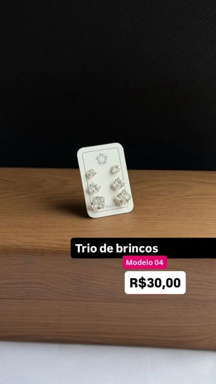 Trio de Brincos Modelo 04 Prata 925