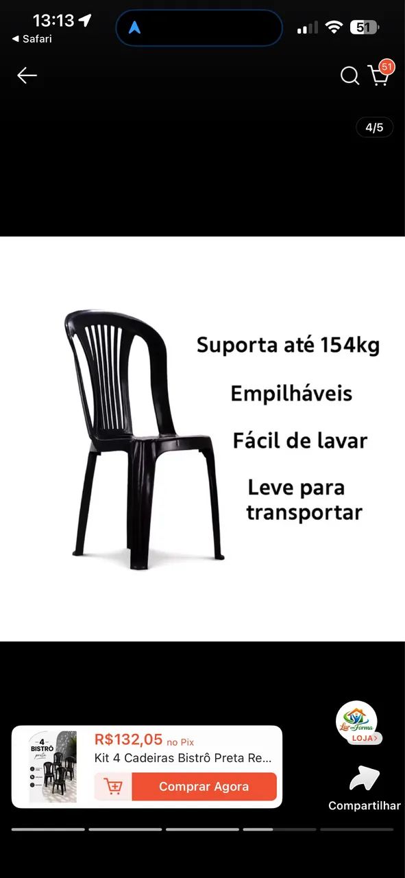 Cadeira de plástico 