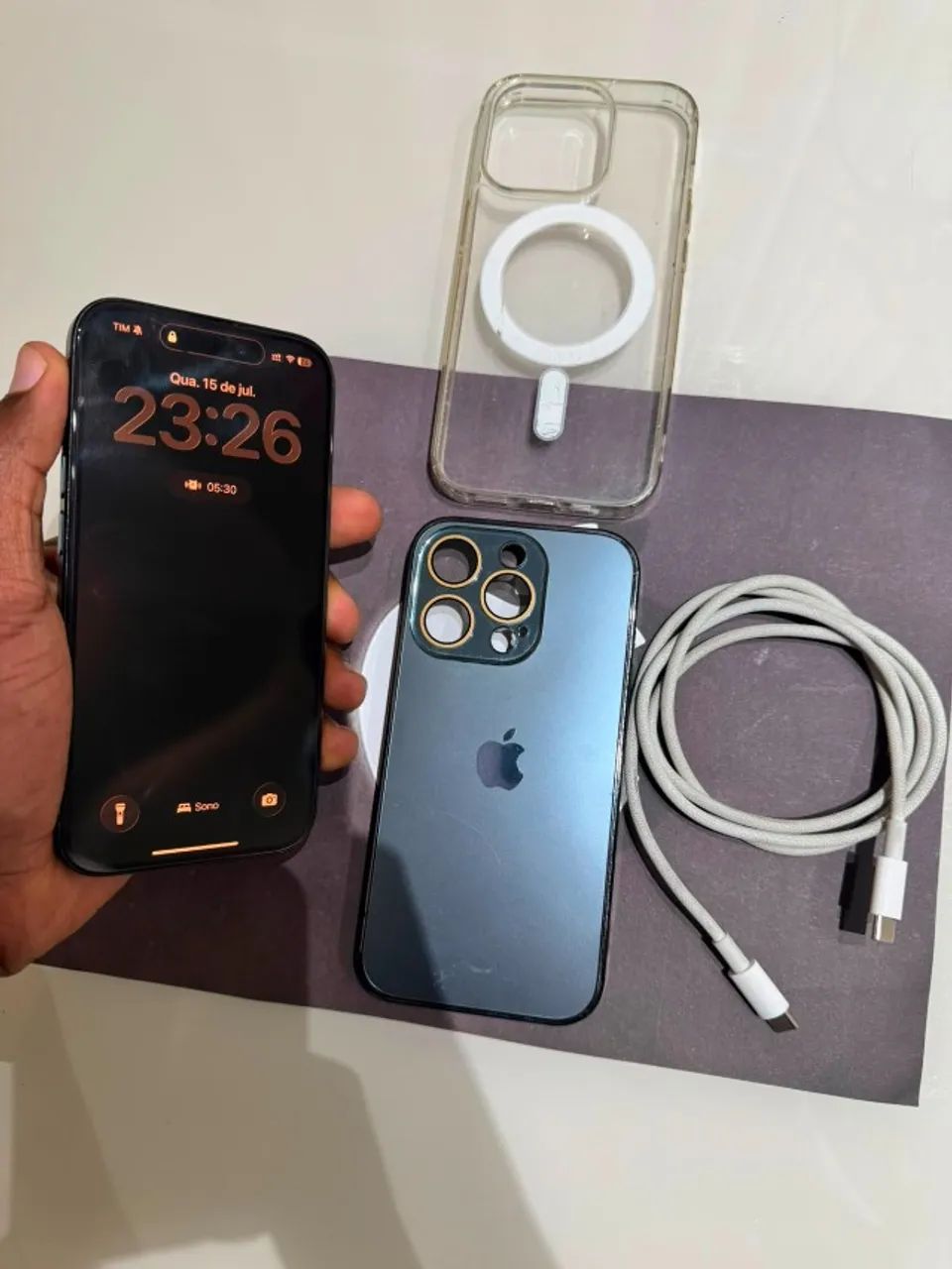 iphone 15 pro 256gb titânio azul - Celulares e Smartphones