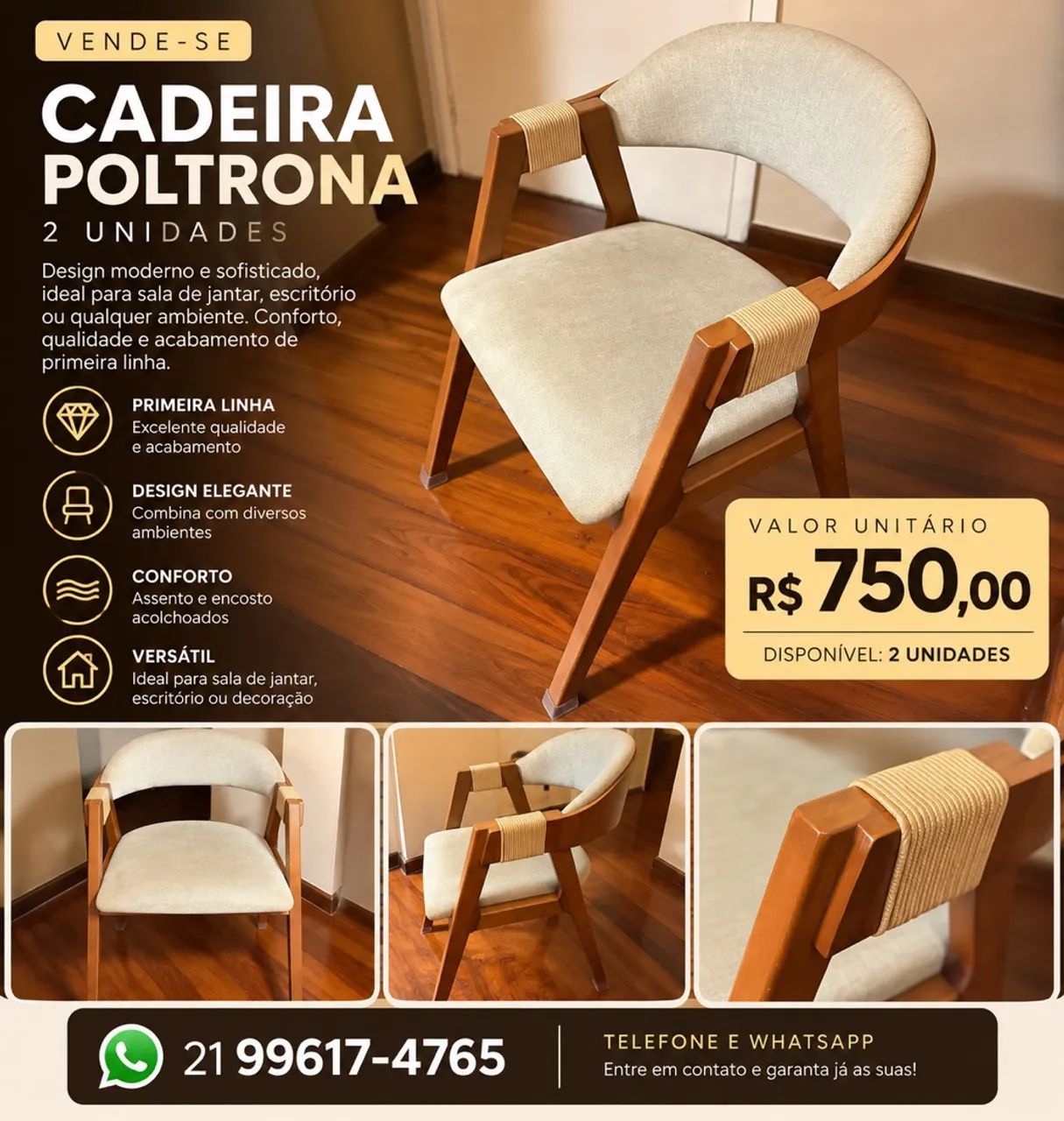 Cadeira Tipo Poltrona  (2 uni)