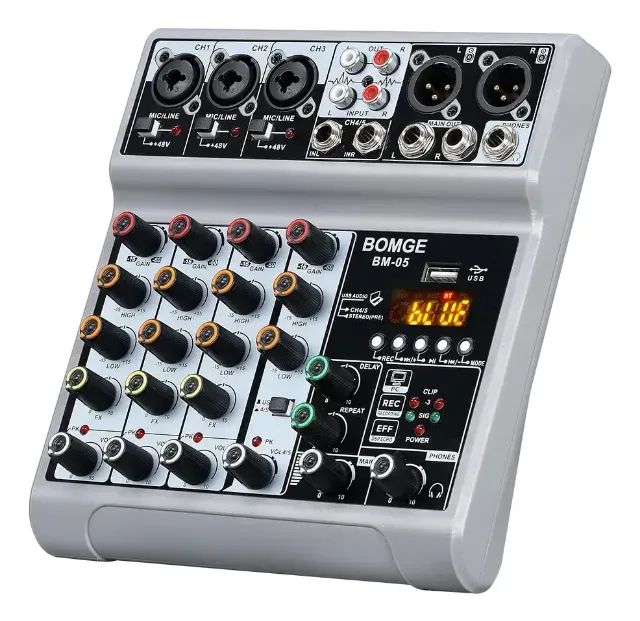 Mesa de som de 5 Canais Com Usb Bluetooth