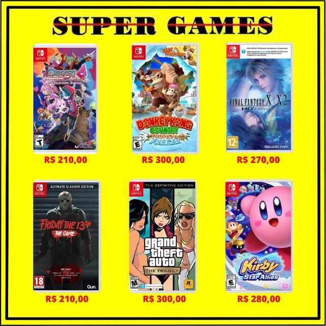 Jogos SWITCH em até 6x sem juros, Loja física desde 2004, Próximo ao Metrô. 