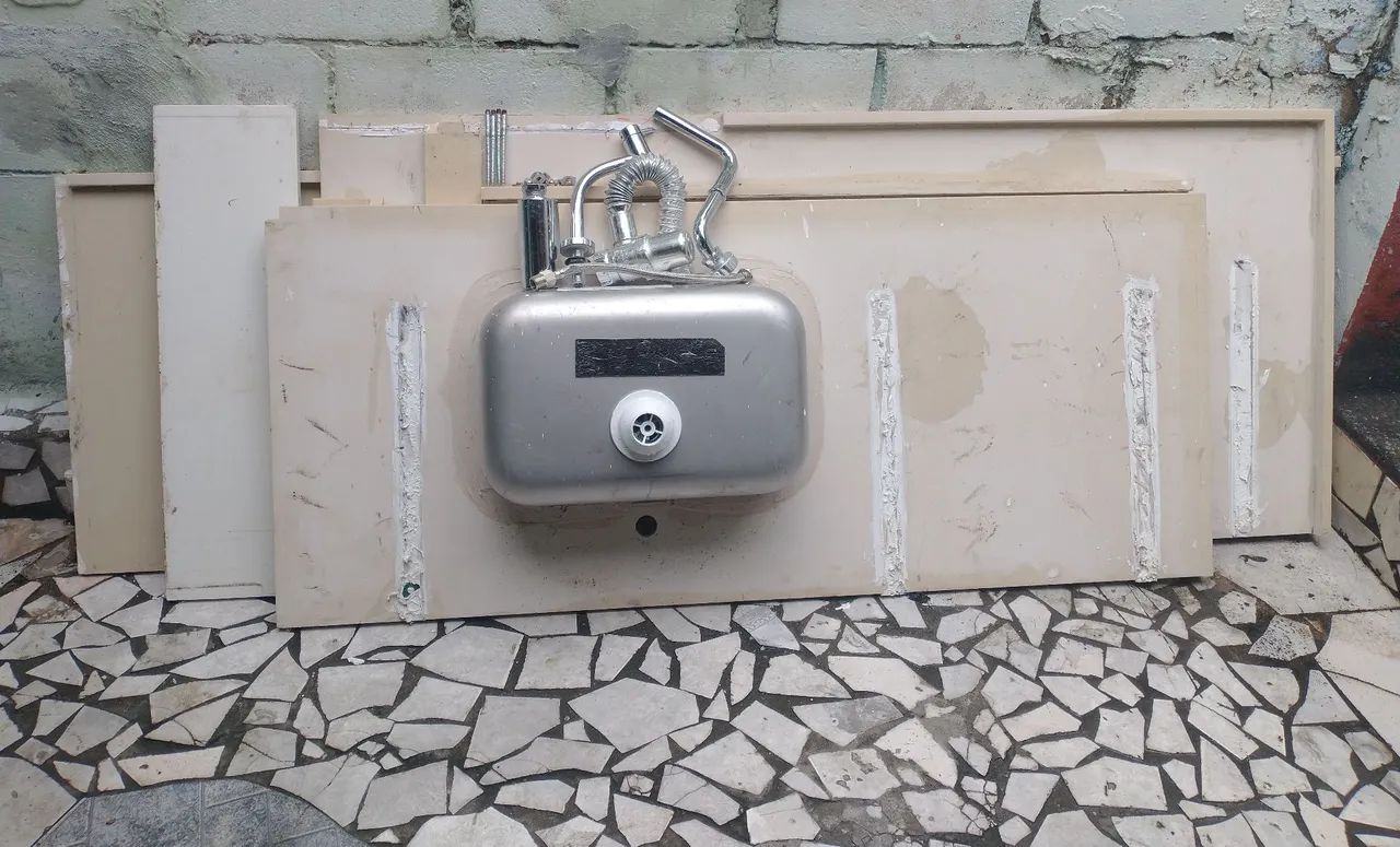 Pia Completa Bancada + Faixas Tudo Em Granito Quartzito Na cor Beje Completo Com 19 Itens - Foto 6