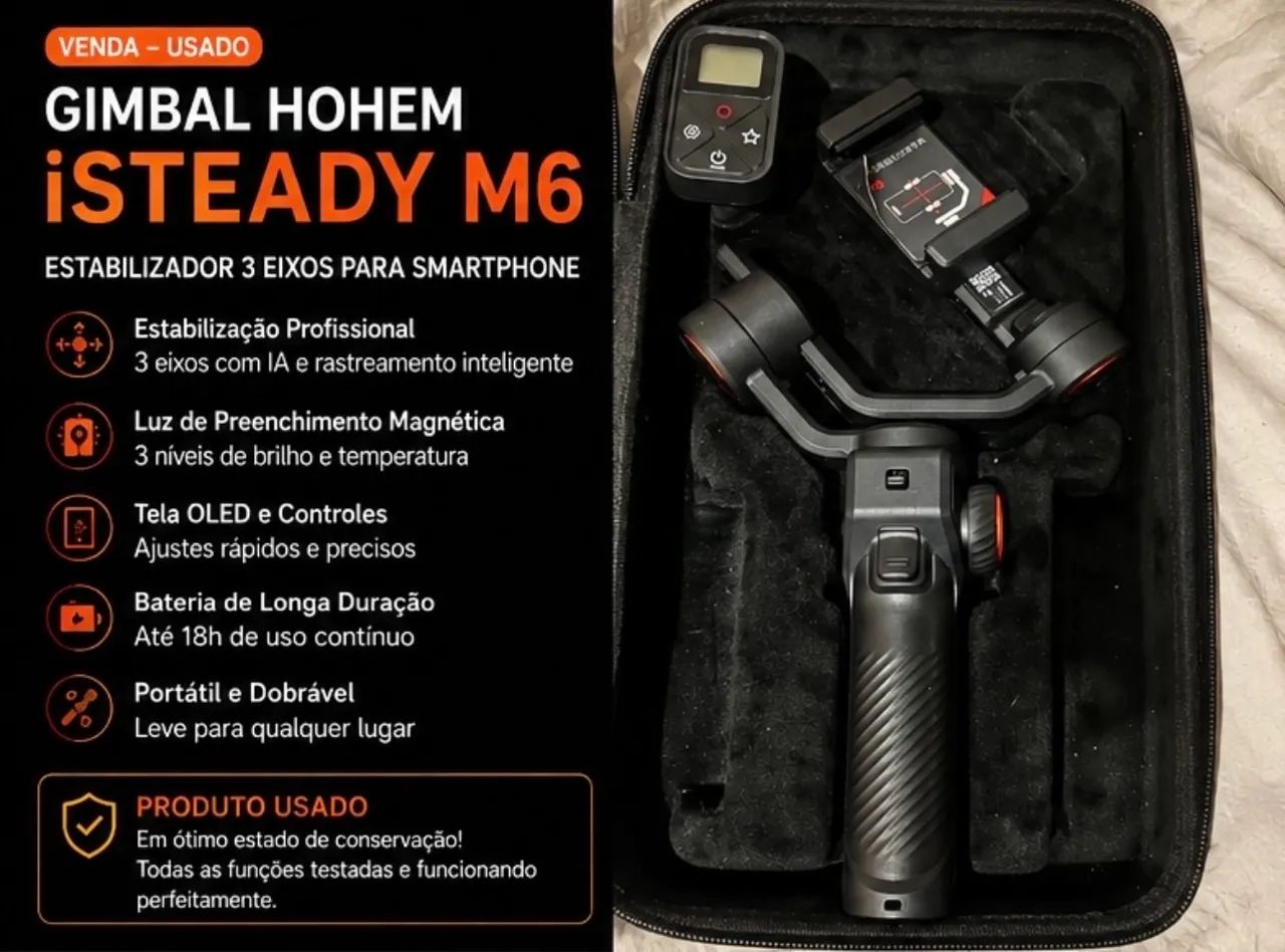 Hohem iSteady M6 + Microfone Ulanzi ? Kit Completo Usado - Foto 2