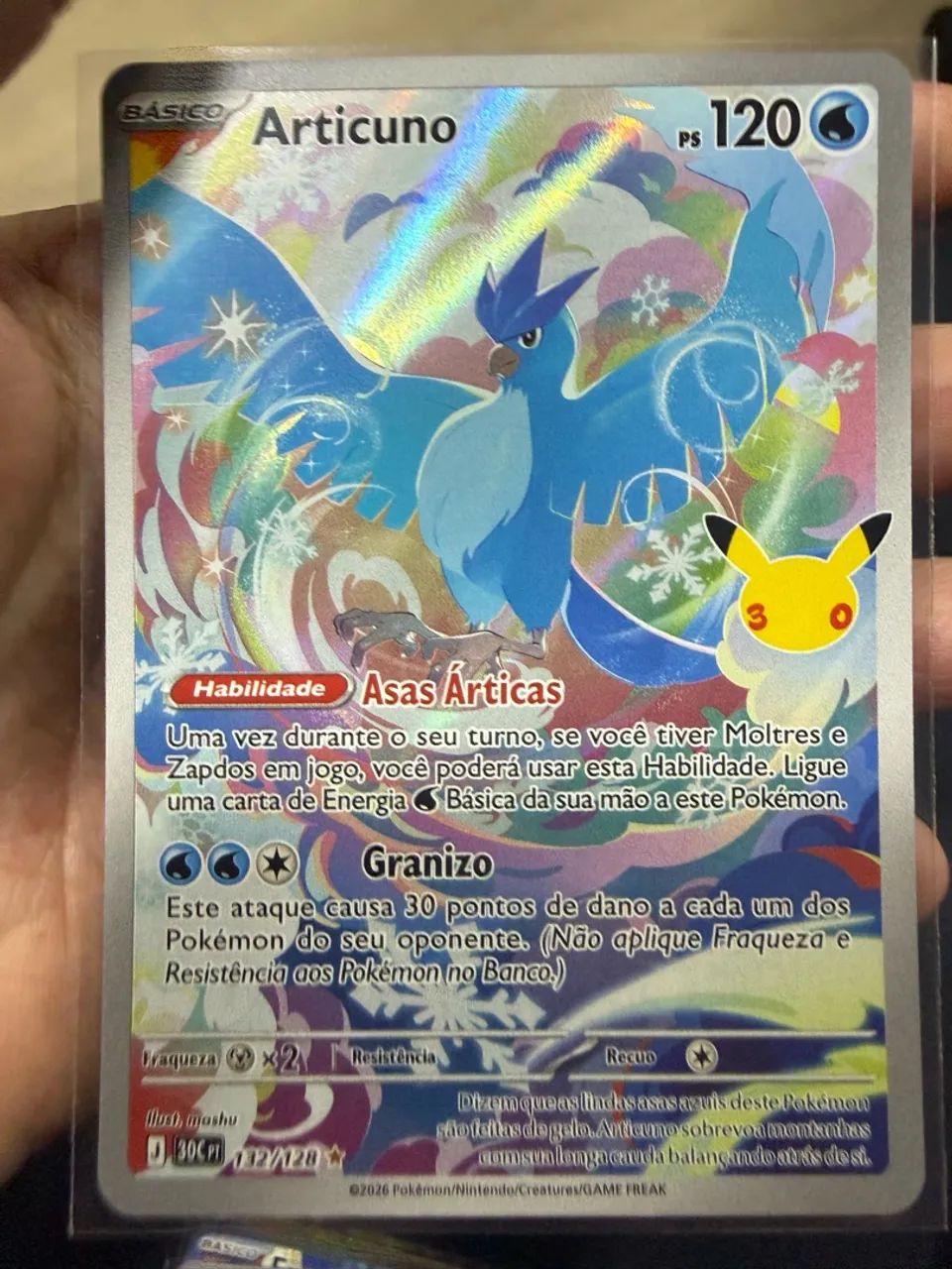 Carta Pokémon ARTICUNO 132/128 30 anos 