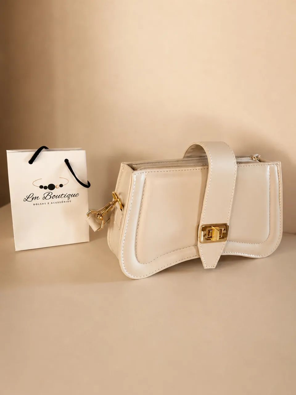 Bolsa baguete marfim 