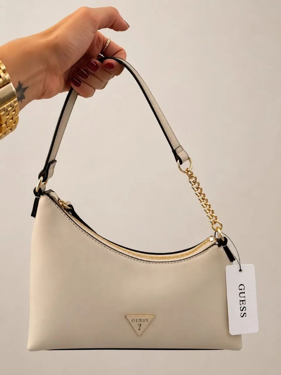 Bolsa Original Guess Soulder Bag Meia Lua Creme