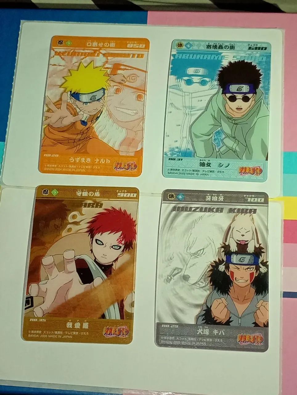 4 Cards Bandai Naruto 2004/2005 Japoneses