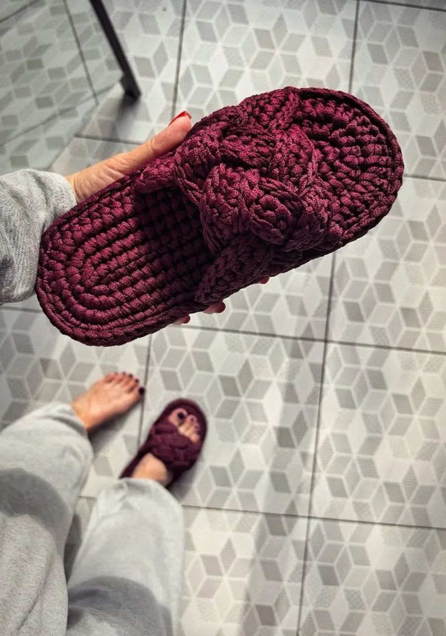 Pantufa em crochê  - Foto 2