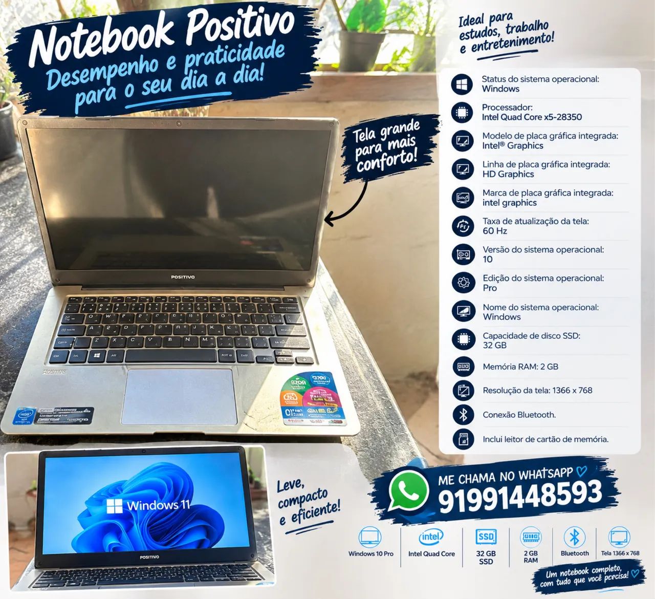 Vendo Notebook positivo 
