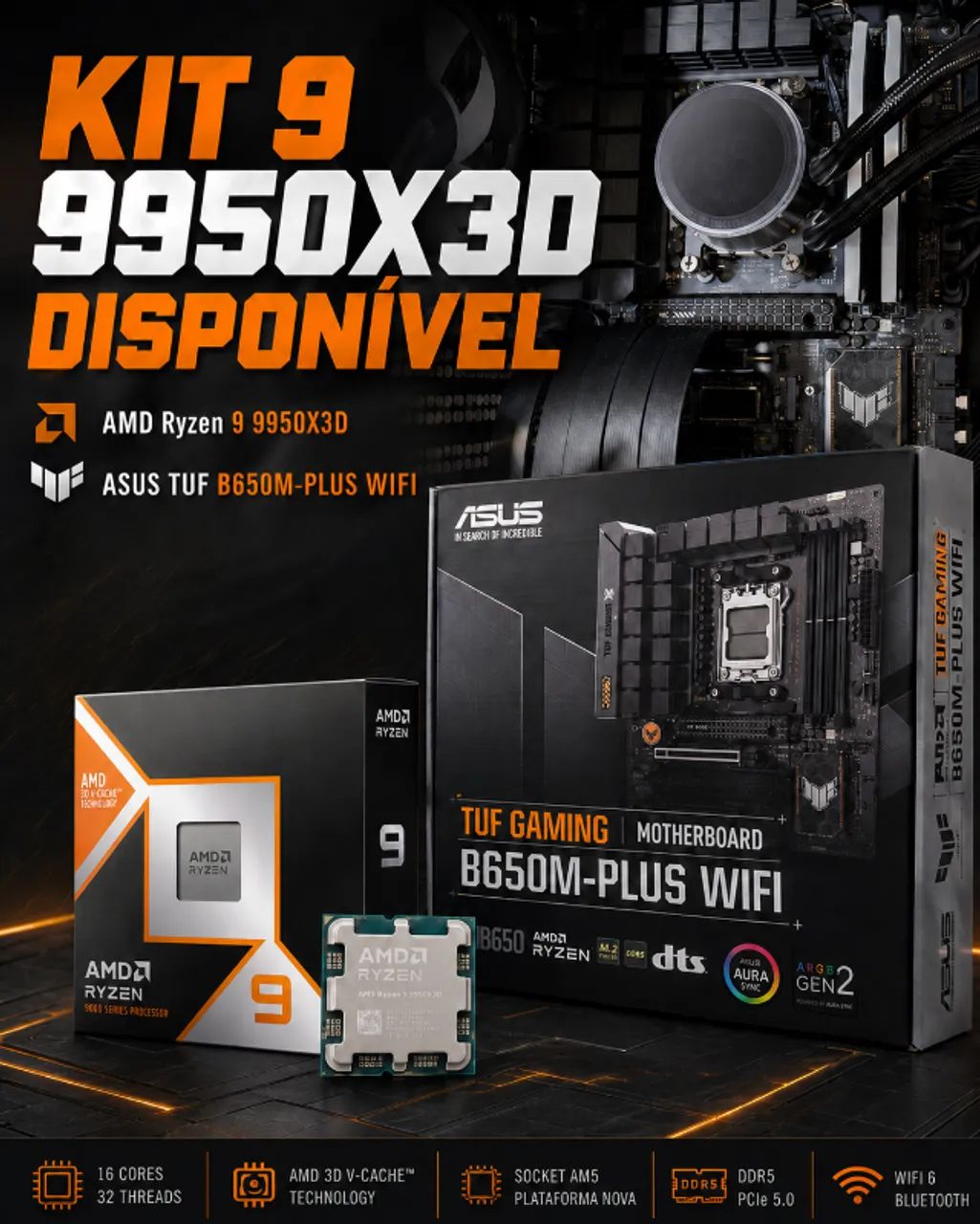 Kit Ryzen 9 9950x3d + B650M-Plus Wifi 6E
