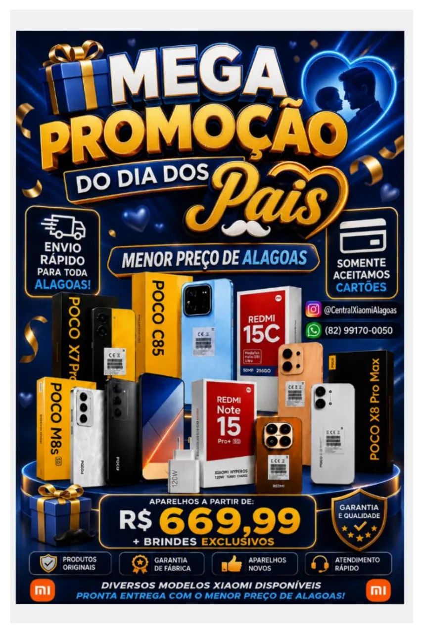 XIAOMI REDMI NOTE 15 PRO, POCO X8 PRO, NOTE 14S E DIVERSOS MODELOS DISPONÍVEIS 