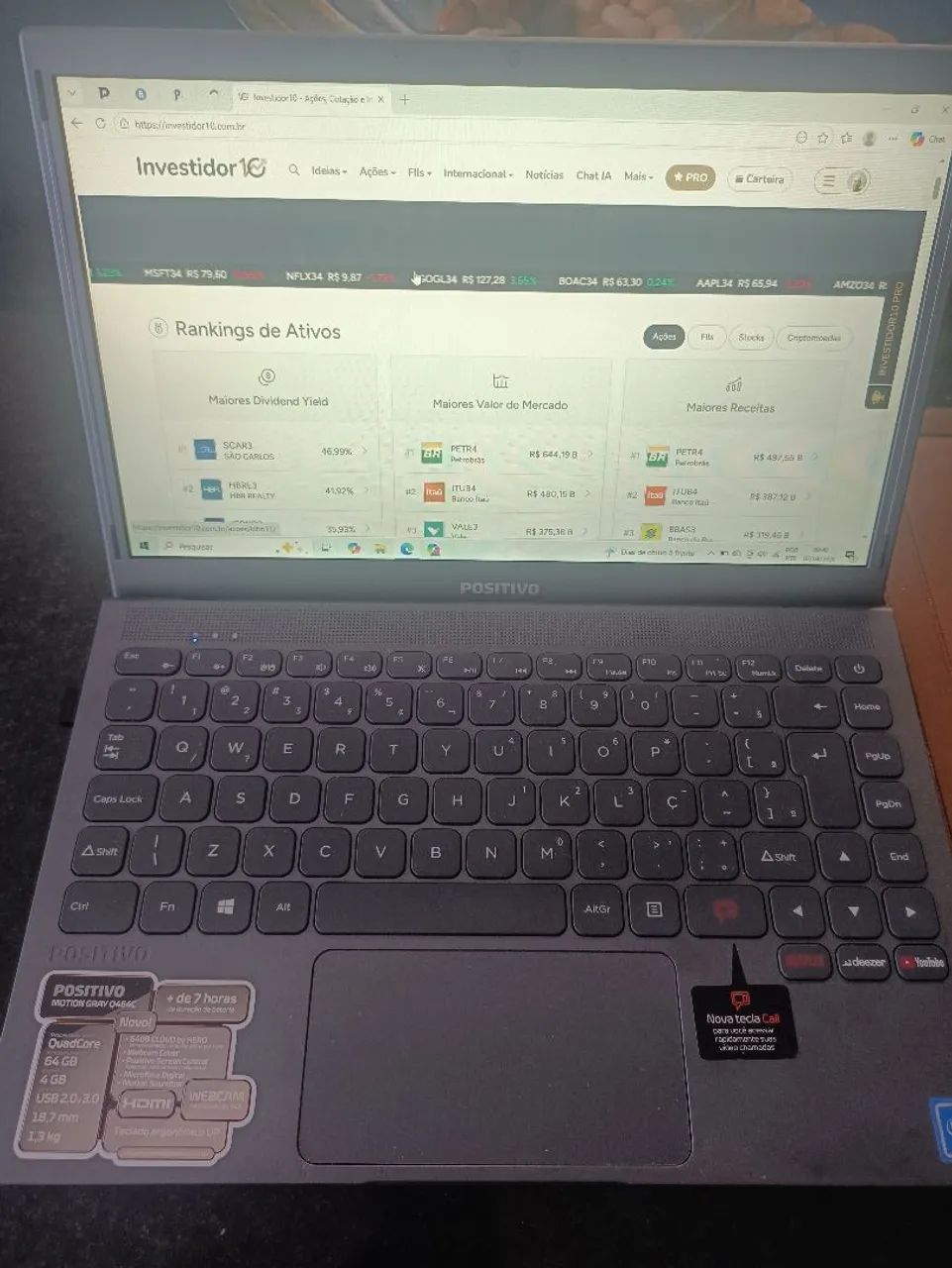Notebook Positivo Quadcore, tela 14"