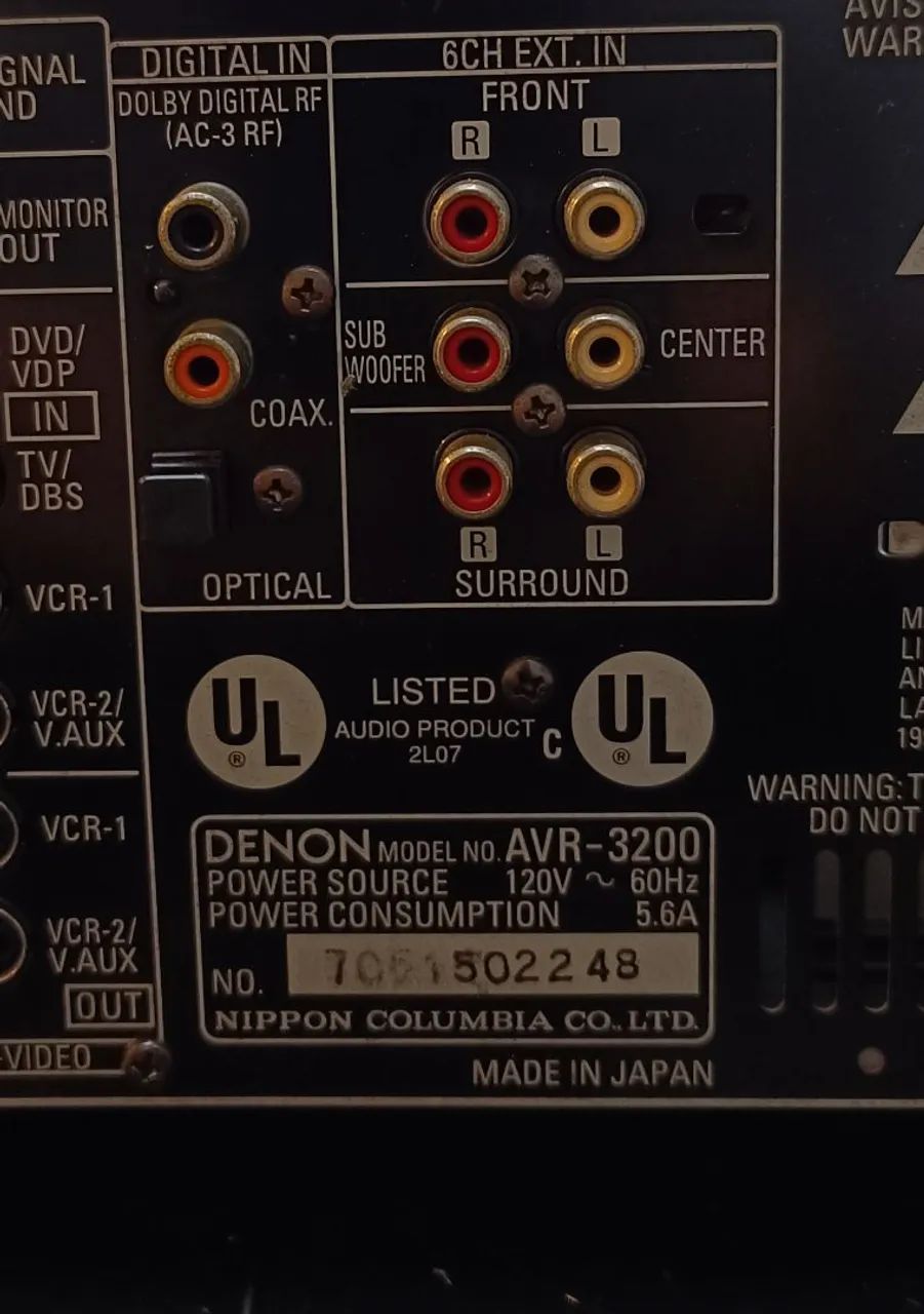 Denon AVR-3200<br>Receptor AV Surround (1998)<br>Vintage com phono