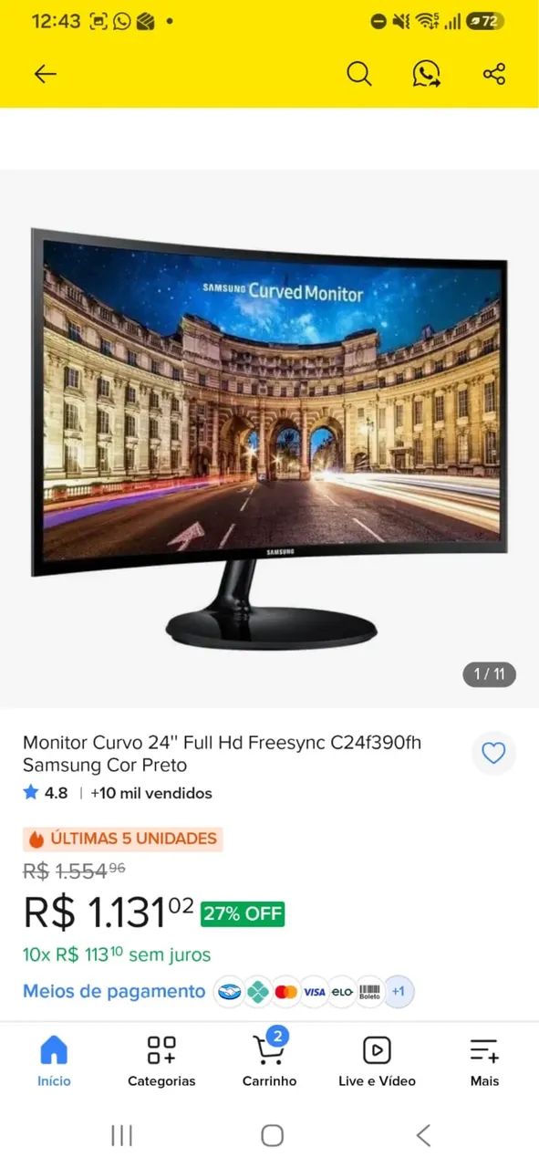 Monitor Samsung 24? Curvado - Foto 2