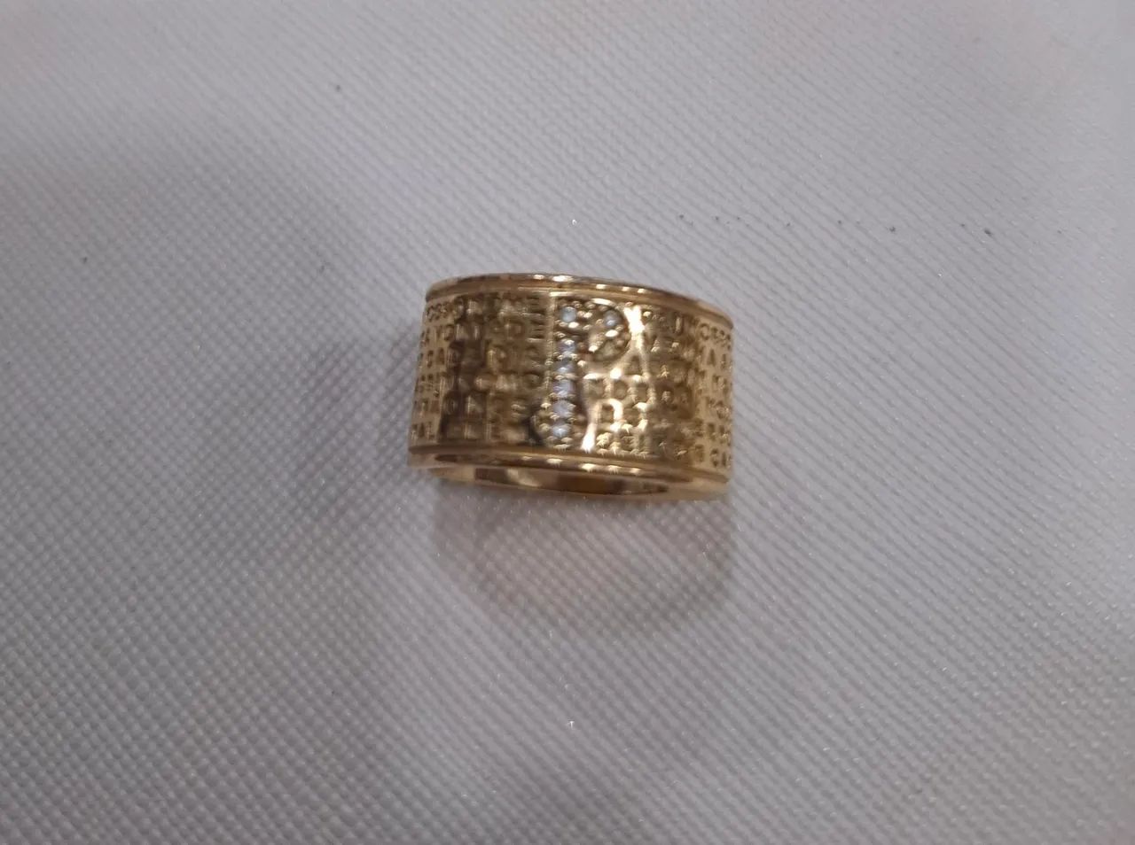 Anel banhado com zirconias oração do pai nosso - Foto 2