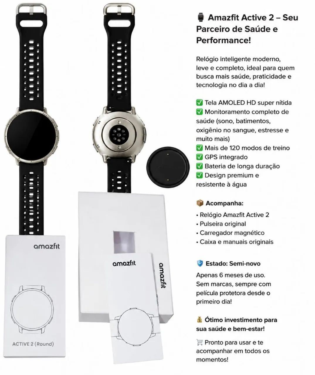 Relógio amazfit active 2 semi novo  - Foto 2