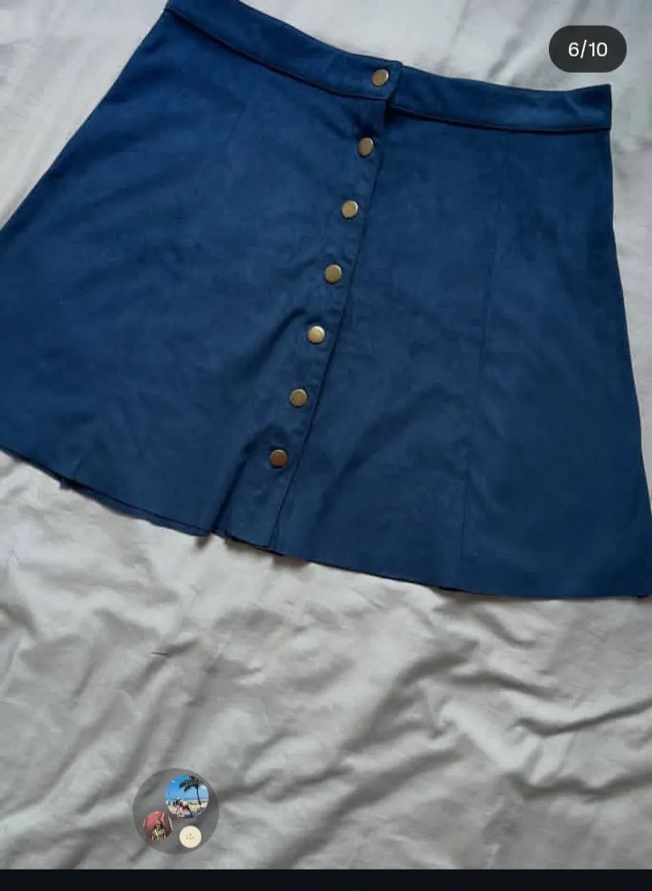 Saia Azul de Camurça Tamanho GG