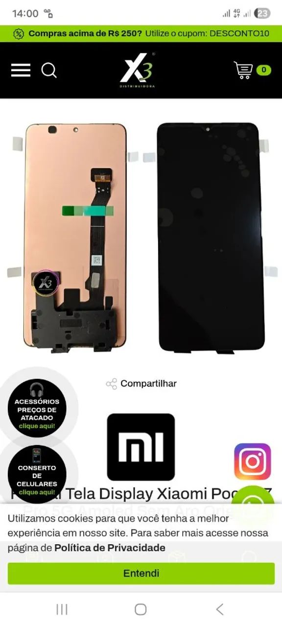 Tela poco X7 e redimi note 14 pro versão 5g