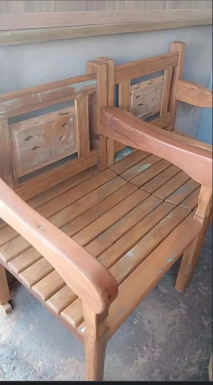 Jogo de Namoradeira com Mesa de Centro em Peroba Rosa - Fazemos móveis sob encomenda  - Foto 3